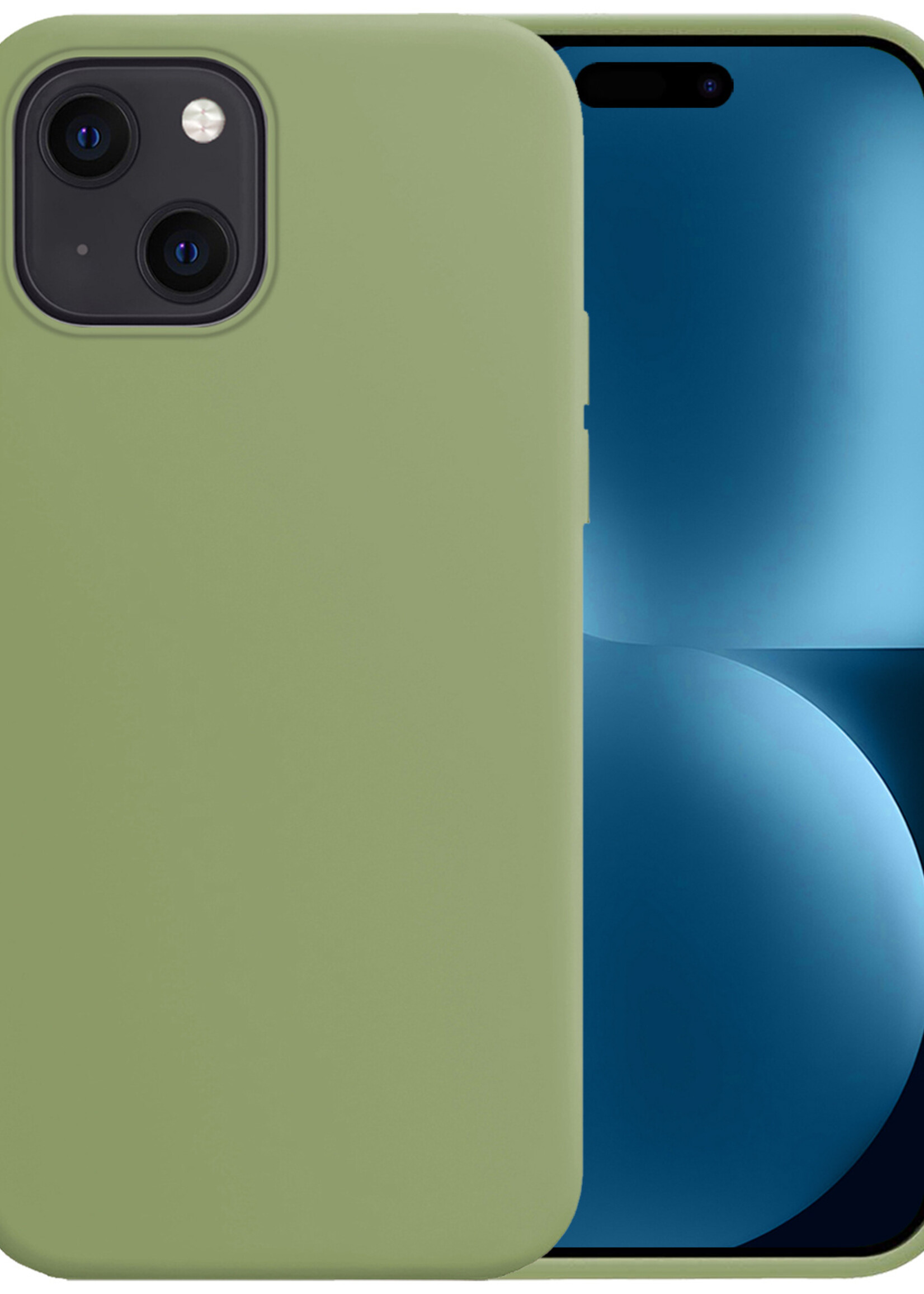 BTH Hoesje Geschikt voor iPhone 15 Plus Hoesje Siliconen Case Hoes - Hoes Geschikt voor iPhone 15 Plus Hoes Cover Case - Groen