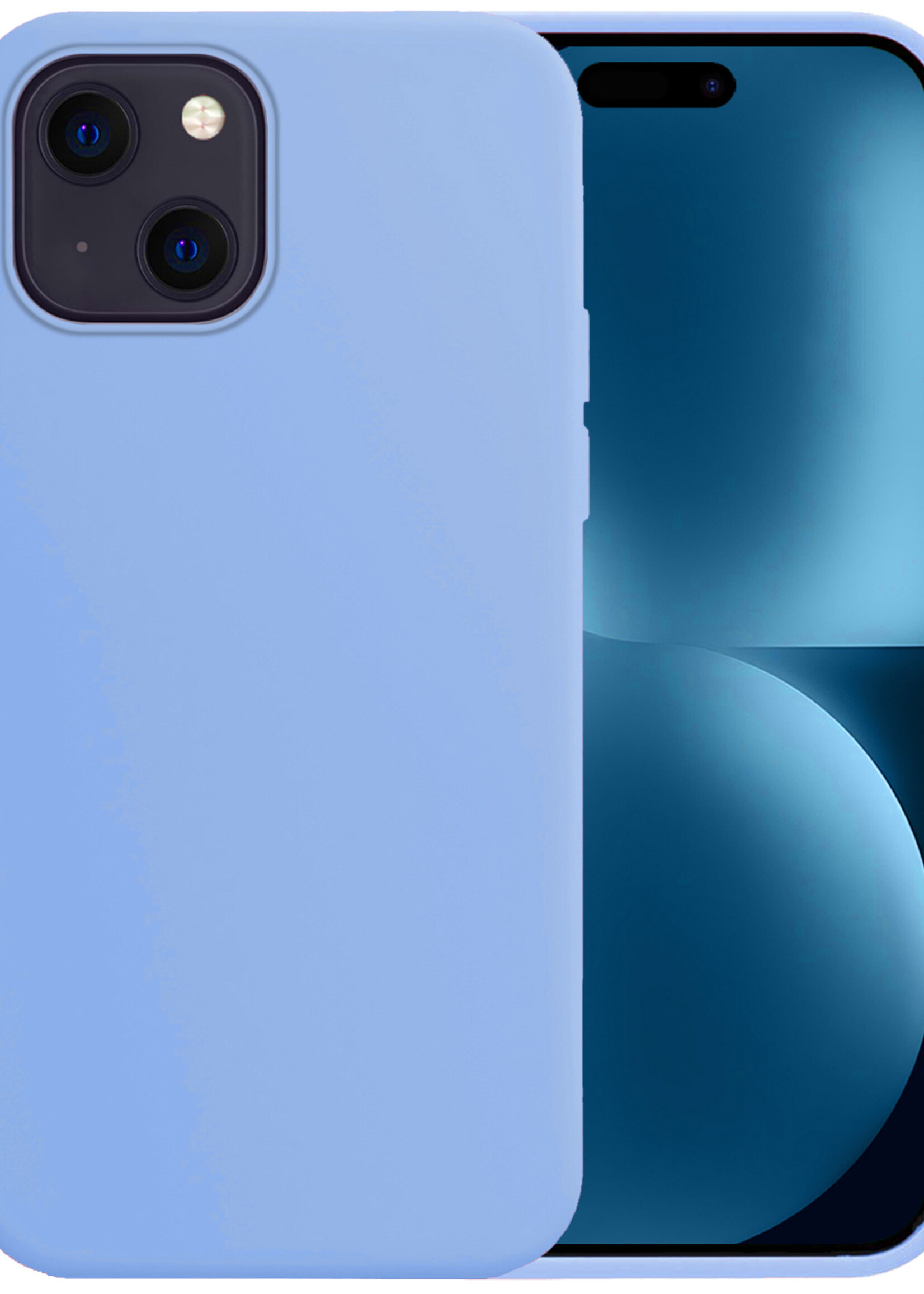 BTH Hoesje Geschikt voor iPhone 15 Plus Hoesje Siliconen Case Hoes - Hoes Geschikt voor iPhone 15 Plus Hoes Cover Case - Blauw