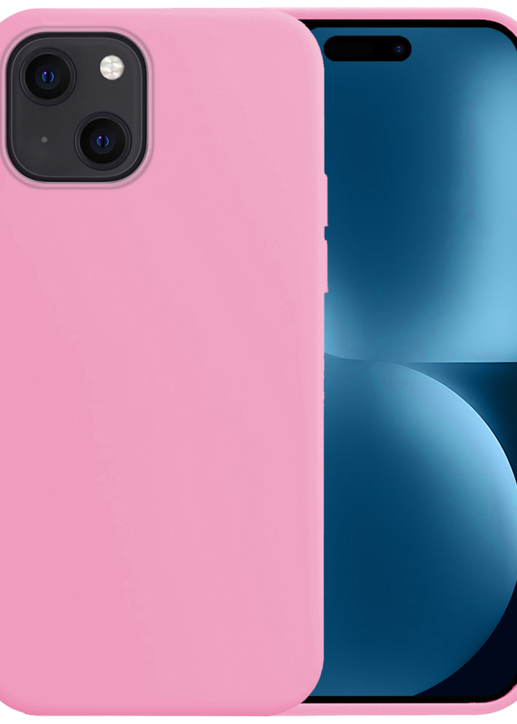 BTH Hoesje Geschikt voor iPhone 15 Plus Hoesje Siliconen Case Hoes - Hoes Geschikt voor iPhone 15 Plus Hoes Cover Case - Roze