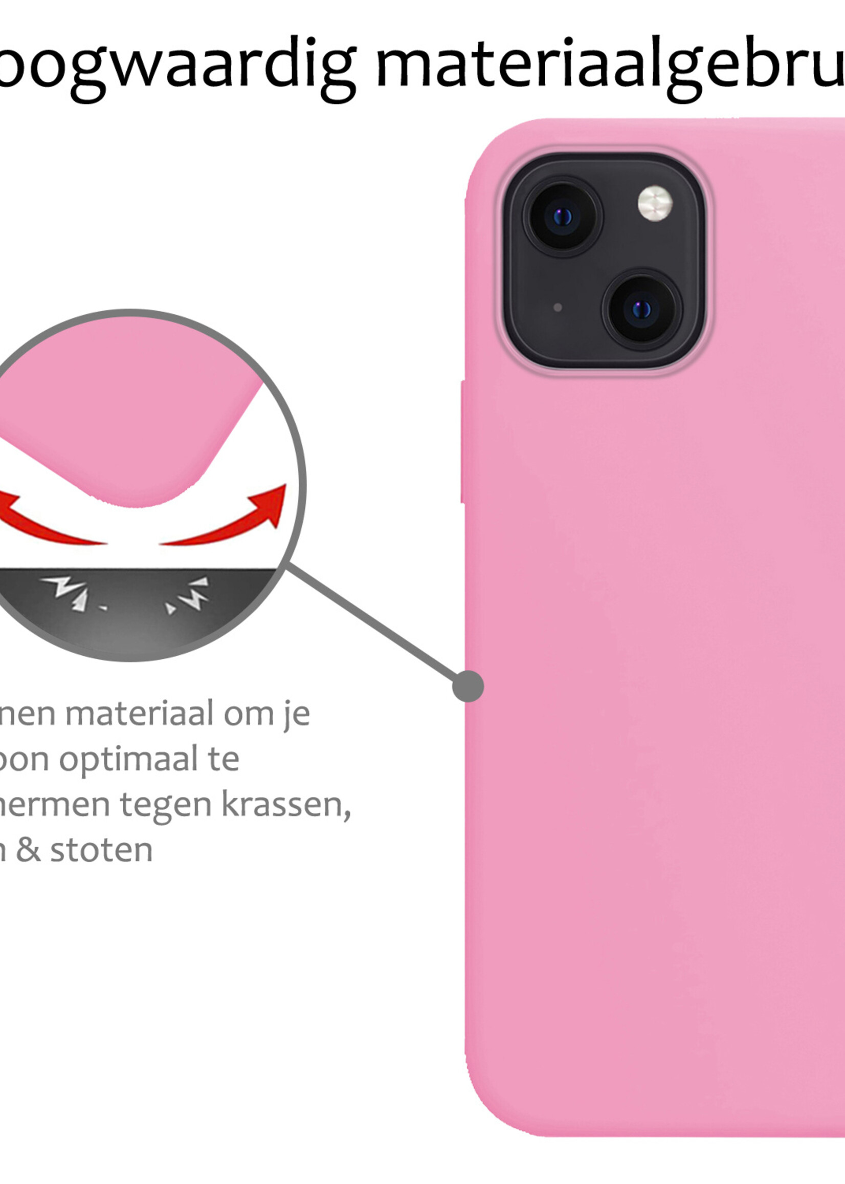 BTH Hoesje Geschikt voor iPhone 15 Plus Hoesje Siliconen Case Hoes - Hoes Geschikt voor iPhone 15 Plus Hoes Cover Case - Roze