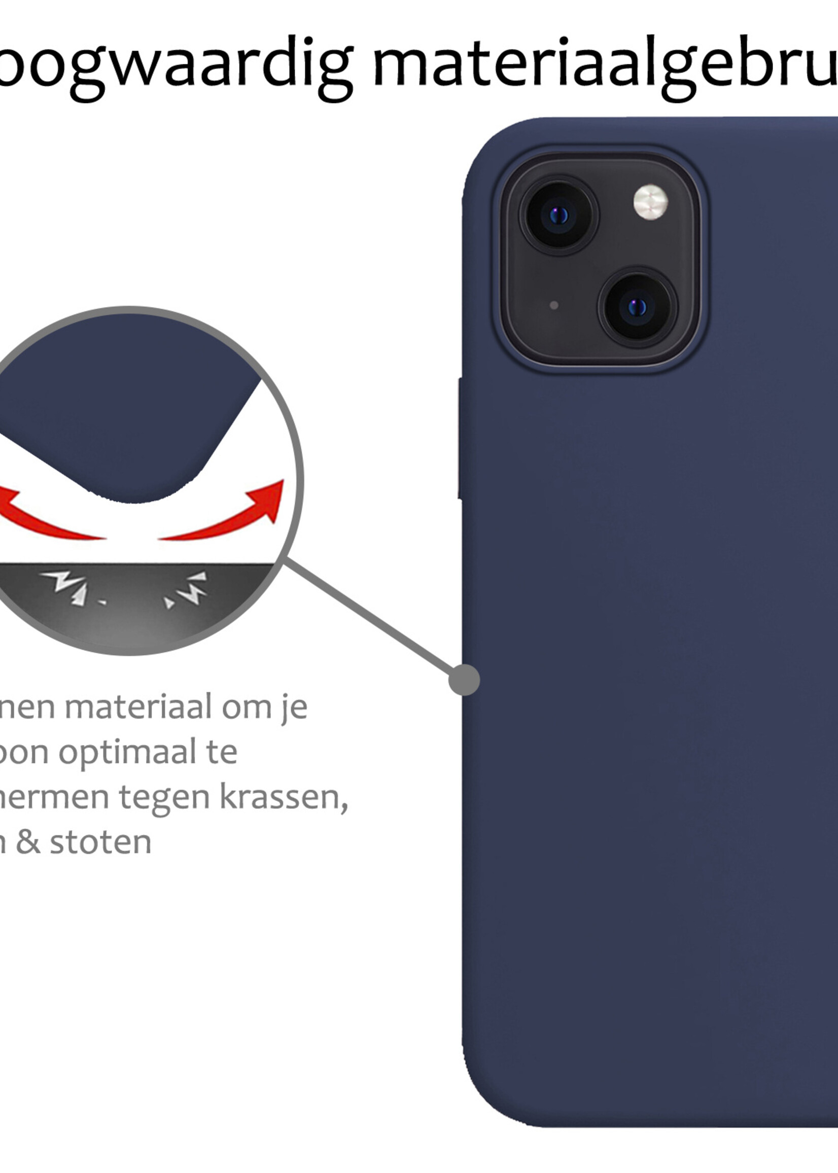 BTH Hoesje Geschikt voor iPhone 15 Plus Hoesje Siliconen Case Hoes - Hoes Geschikt voor iPhone 15 Plus Hoes Cover Case - Donkerblauw - 2 PACK