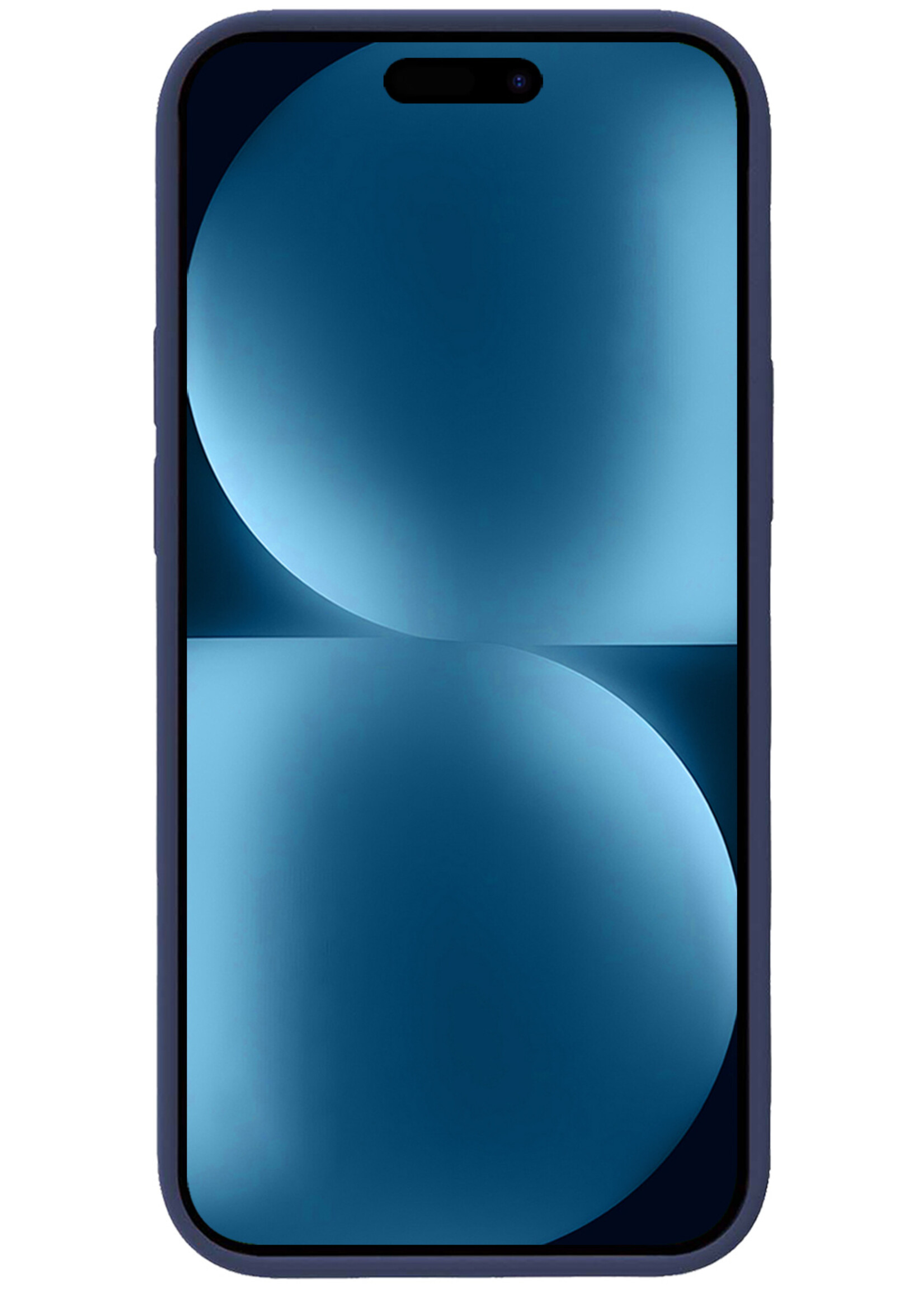 BTH Hoesje Geschikt voor iPhone 15 Plus Hoesje Siliconen Case Hoes - Hoes Geschikt voor iPhone 15 Plus Hoes Cover Case - Donkerblauw - 2 PACK