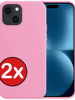 BTH BTH iPhone 15 Plus Hoesje Siliconen - Lichtroze - 2 PACK