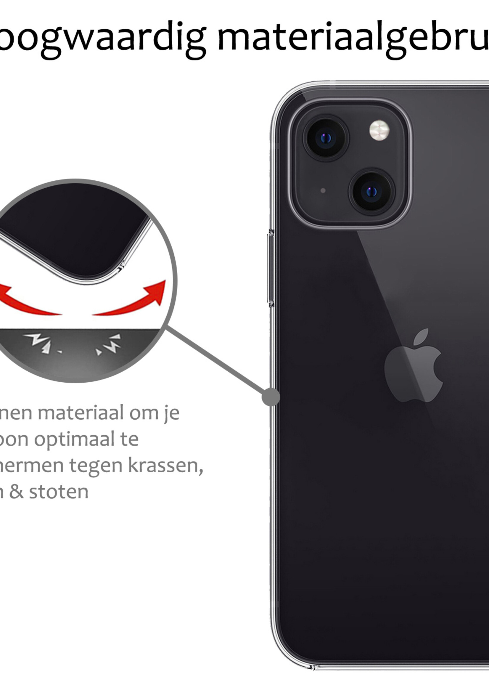 BTH Hoesje Geschikt voor iPhone 15 Plus Hoesje Siliconen Case Hoes - Hoes Geschikt voor iPhone 15 Plus Hoes Cover Case - Transparant - 2 PACK