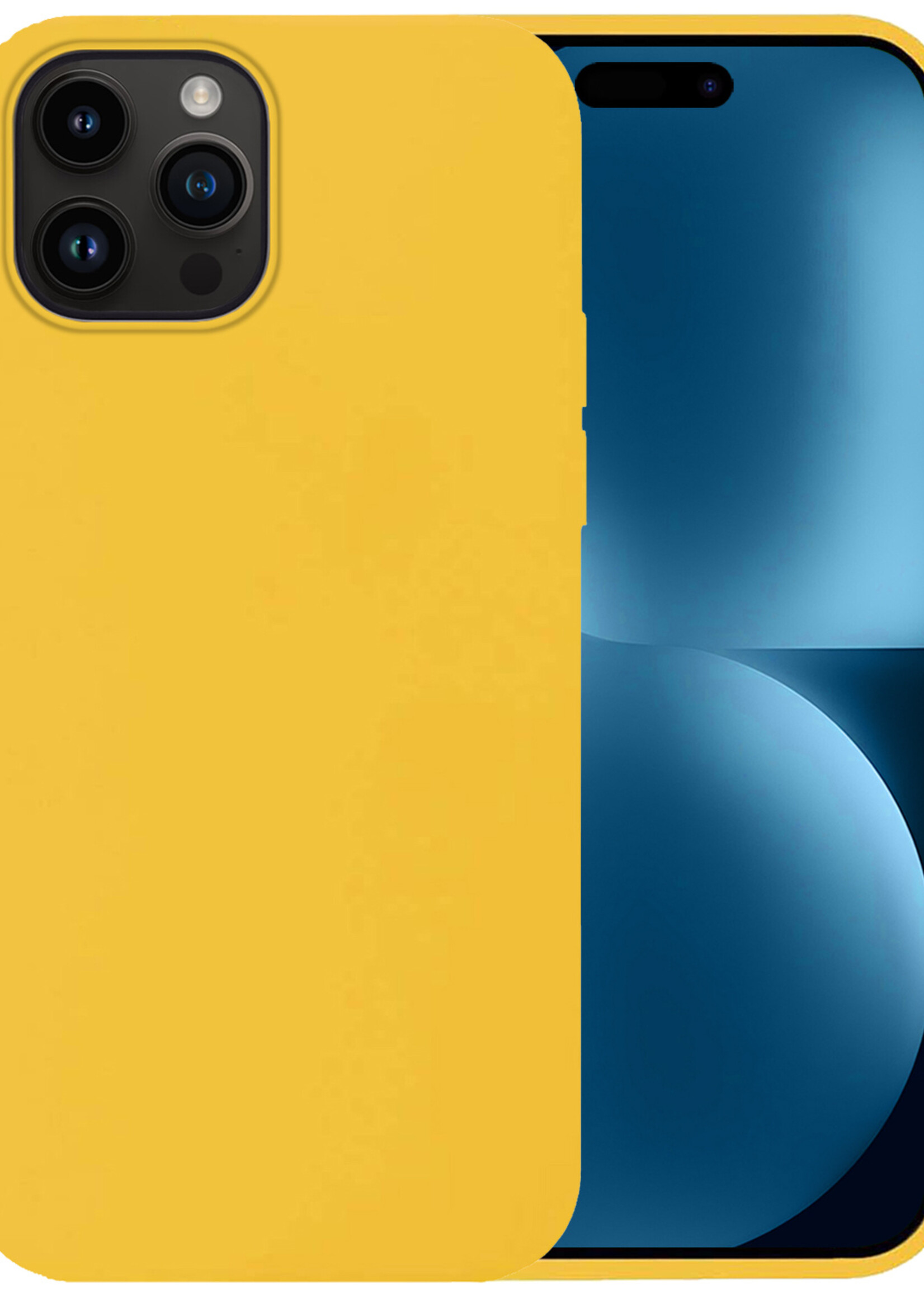 BTH Hoesje Geschikt voor iPhone 15 Pro Hoesje Siliconen Case Hoes - Hoes Geschikt voor iPhone 15 Pro Hoes Cover Case - Geel