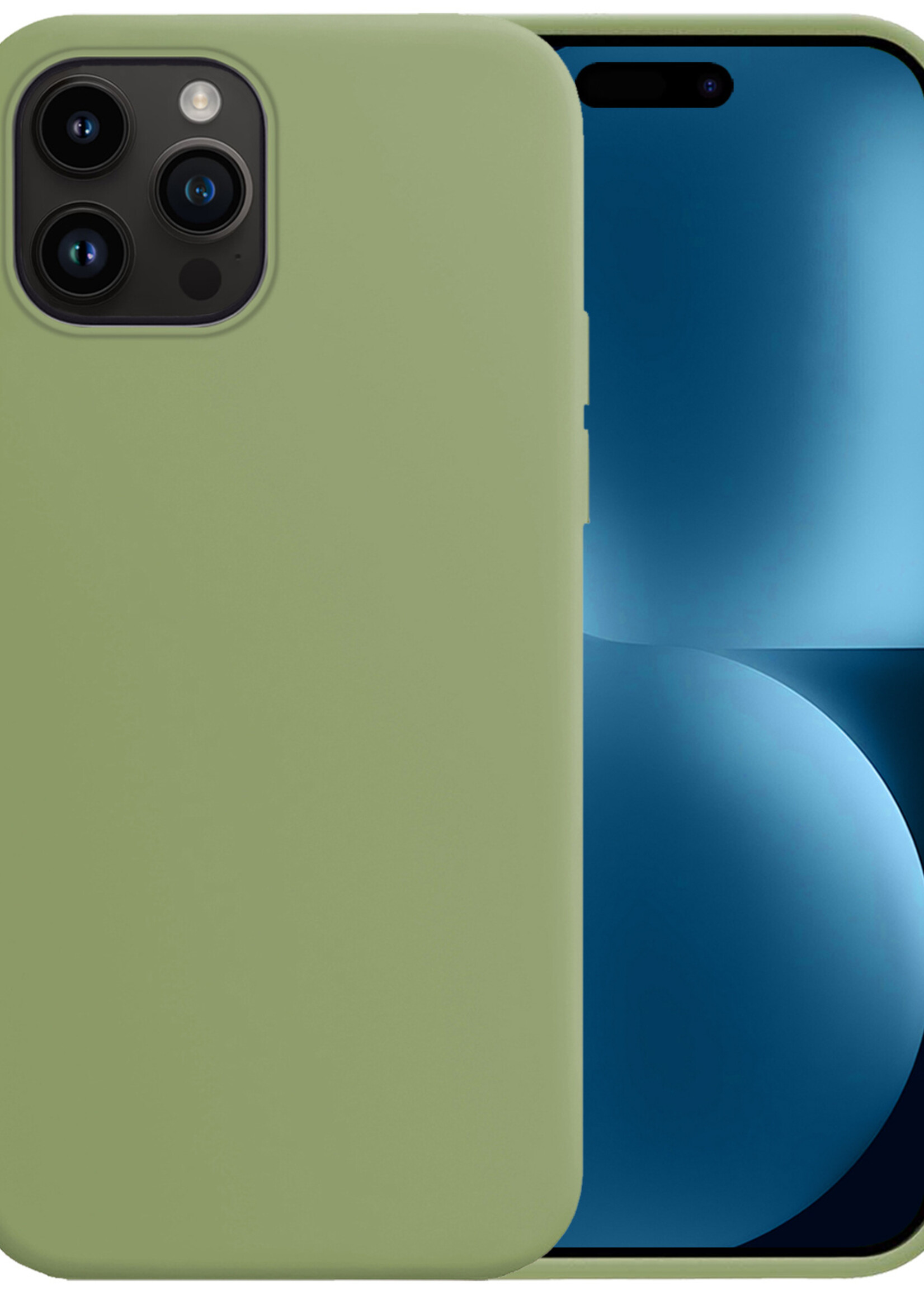 BTH Hoesje Geschikt voor iPhone 15 Pro Hoesje Siliconen Case Hoes - Hoes Geschikt voor iPhone 15 Pro Hoes Cover Case - Groen