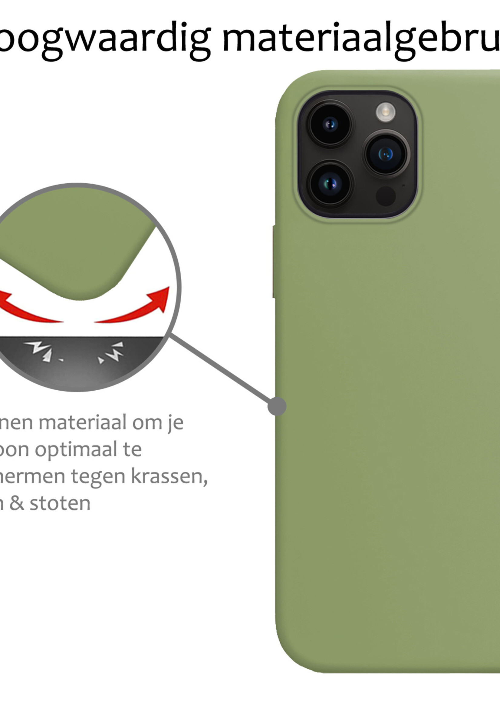 BTH Hoesje Geschikt voor iPhone 15 Pro Hoesje Siliconen Case Hoes - Hoes Geschikt voor iPhone 15 Pro Hoes Cover Case - Groen