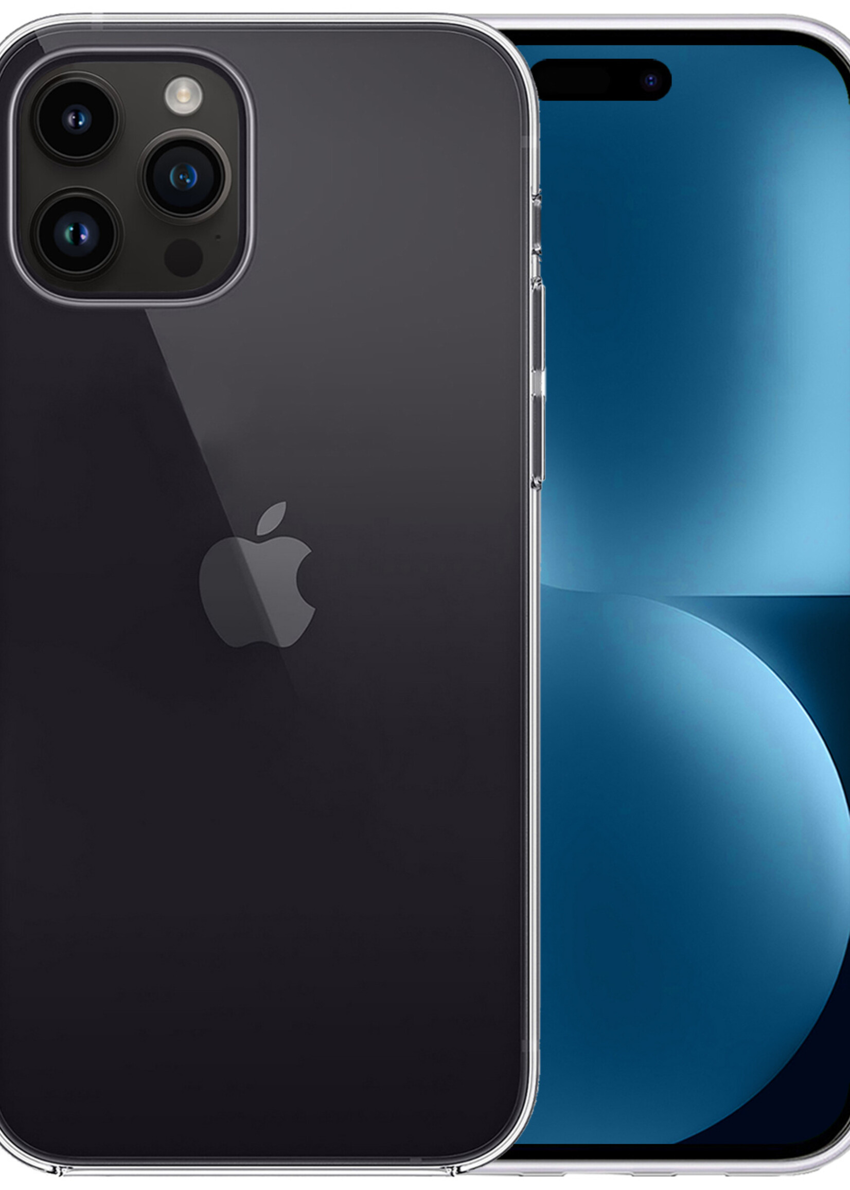 BTH Hoesje Geschikt voor iPhone 15 Pro Hoesje Siliconen Case Hoes - Hoes Geschikt voor iPhone 15 Pro Hoes Cover Case - Transparant