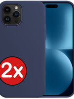 BTH BTH iPhone 15 Pro Hoesje Siliconen - Donkerblauw - 2 PACK