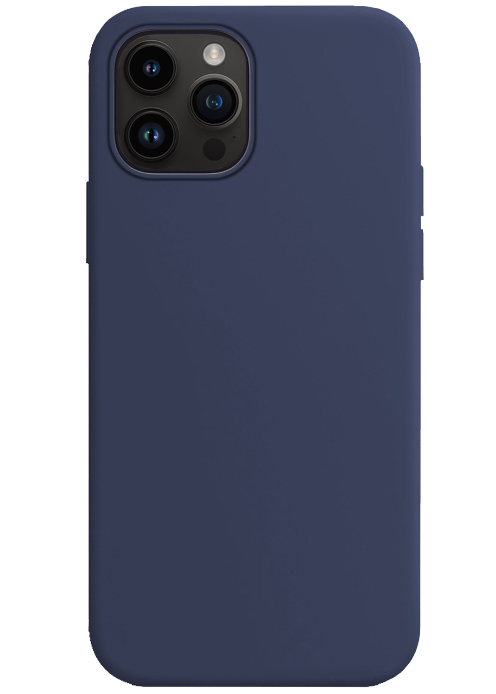 BTH Hoesje Geschikt voor iPhone 15 Pro Hoesje Siliconen Case Hoes - Hoes Geschikt voor iPhone 15 Pro Hoes Cover Case - Donkerblauw - 2 PACK