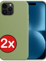 BTH BTH iPhone 15 Pro Hoesje Siliconen - Groen - 2 PACK