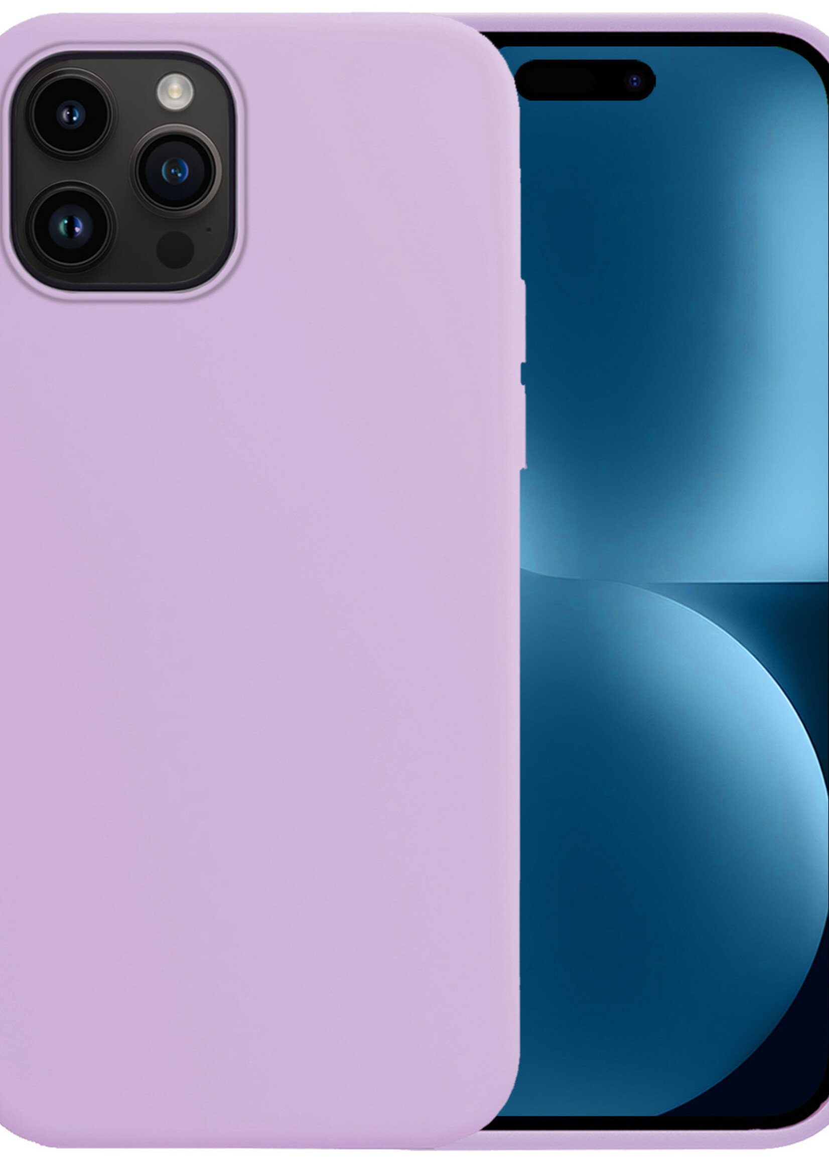 BTH Hoesje Geschikt voor iPhone 15 Pro Max Hoesje Siliconen Case Hoes - Hoes Geschikt voor iPhone 15 Pro Max Hoes Cover Case - Lila
