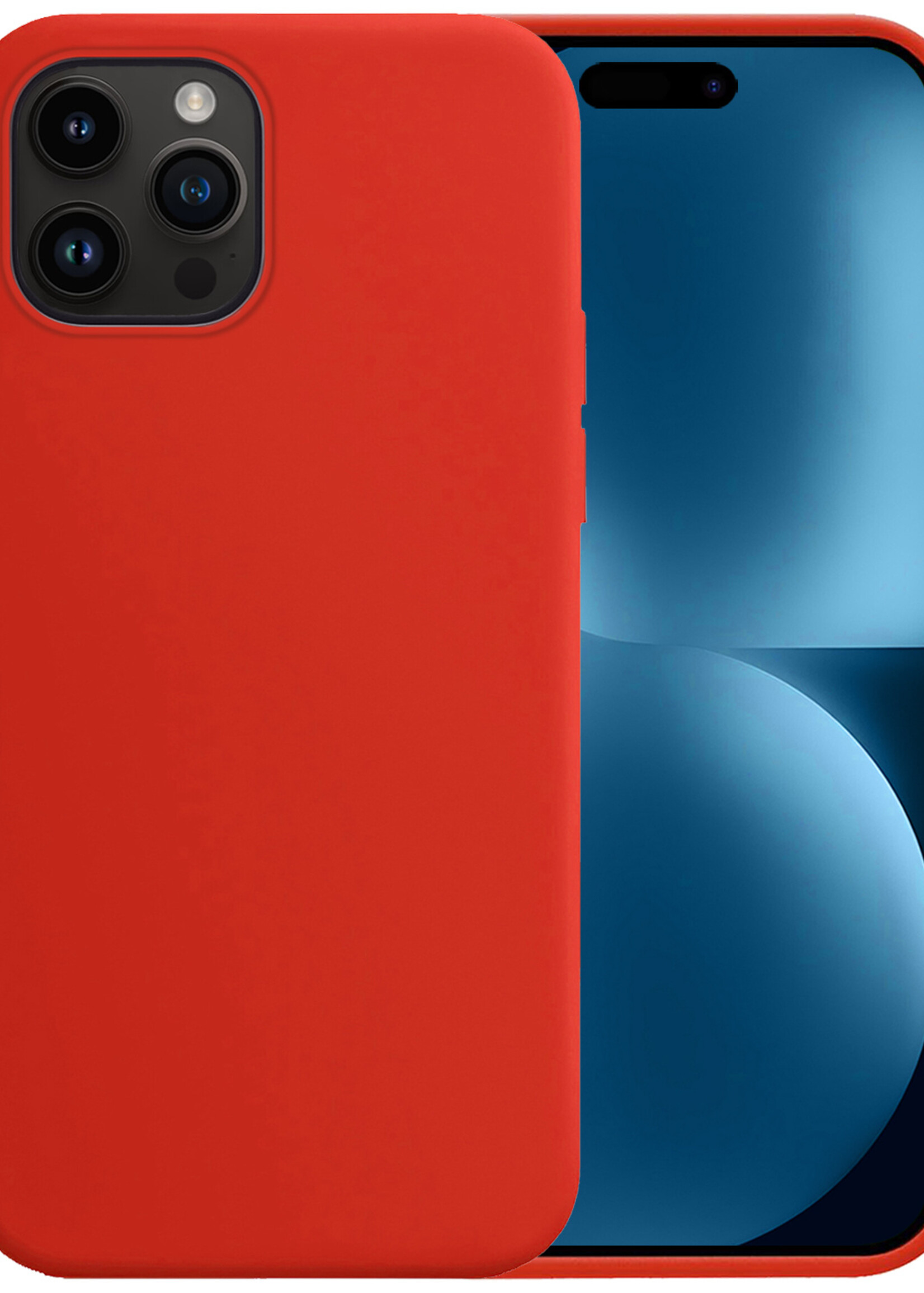BTH Hoesje Geschikt voor iPhone 15 Pro Max Hoesje Siliconen Case Hoes - Hoes Geschikt voor iPhone 15 Pro Max Hoes Cover Case - Rood