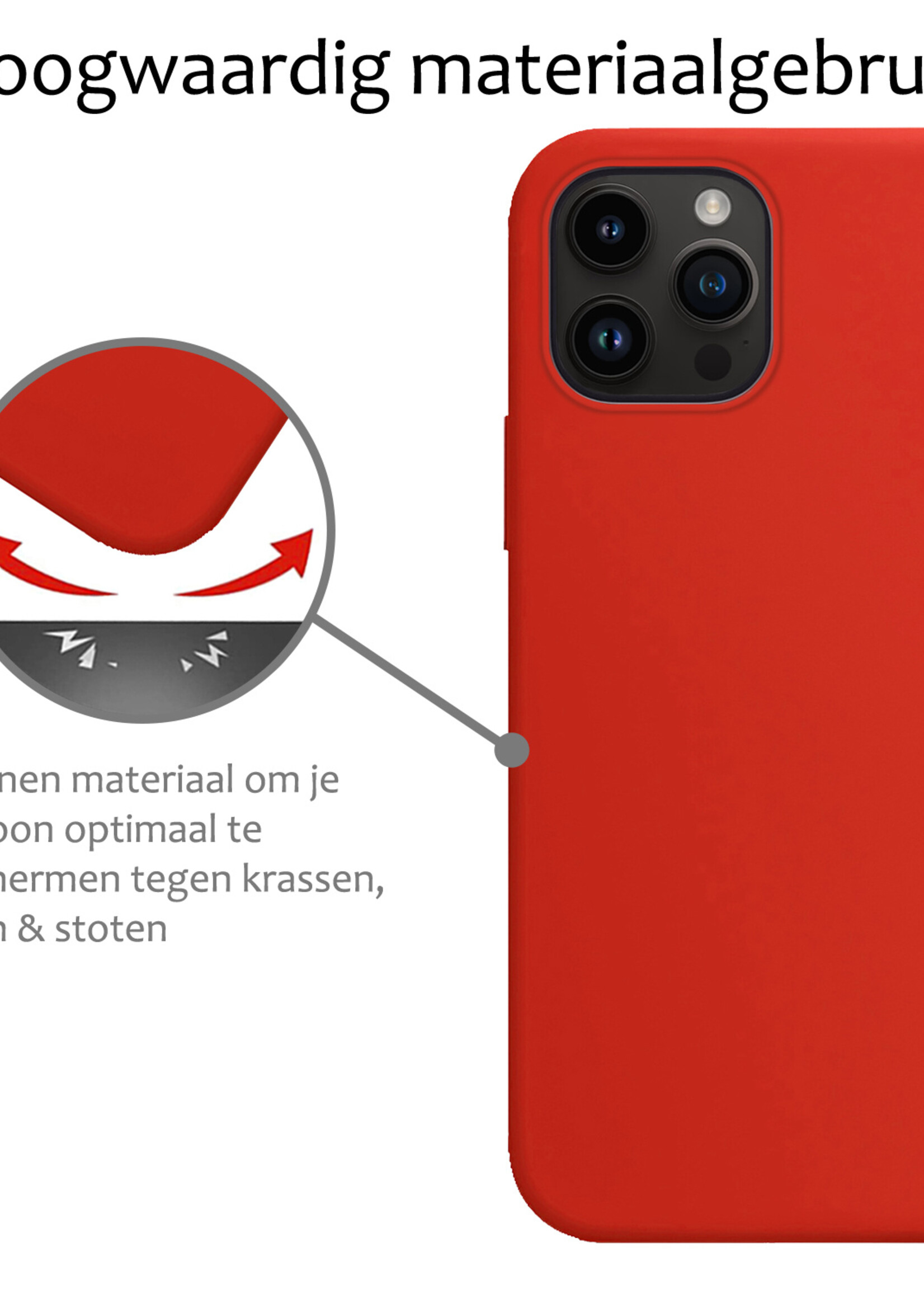 BTH Hoesje Geschikt voor iPhone 15 Pro Max Hoesje Siliconen Case Hoes - Hoes Geschikt voor iPhone 15 Pro Max Hoes Cover Case - Rood