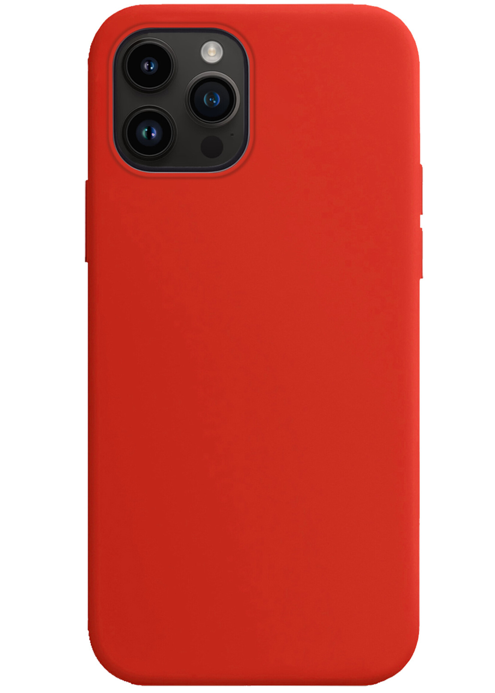 BTH Hoesje Geschikt voor iPhone 15 Pro Max Hoesje Siliconen Case Hoes - Hoes Geschikt voor iPhone 15 Pro Max Hoes Cover Case - Rood
