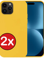 BTH BTH iPhone 15 Pro Max Hoesje Siliconen - Geel - 2 PACK