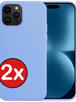 BTH BTH iPhone 15 Pro Max Hoesje Siliconen - Lichtblauw - 2 PACK