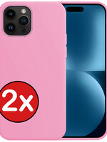 BTH BTH iPhone 15 Pro Max Hoesje Siliconen - Lichtroze - 2 PACK