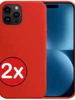 BTH BTH iPhone 15 Pro Max Hoesje Siliconen - Rood - 2 PACK