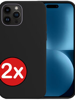 BTH BTH iPhone 15 Pro Max Hoesje Siliconen - Zwart - 2 PACK