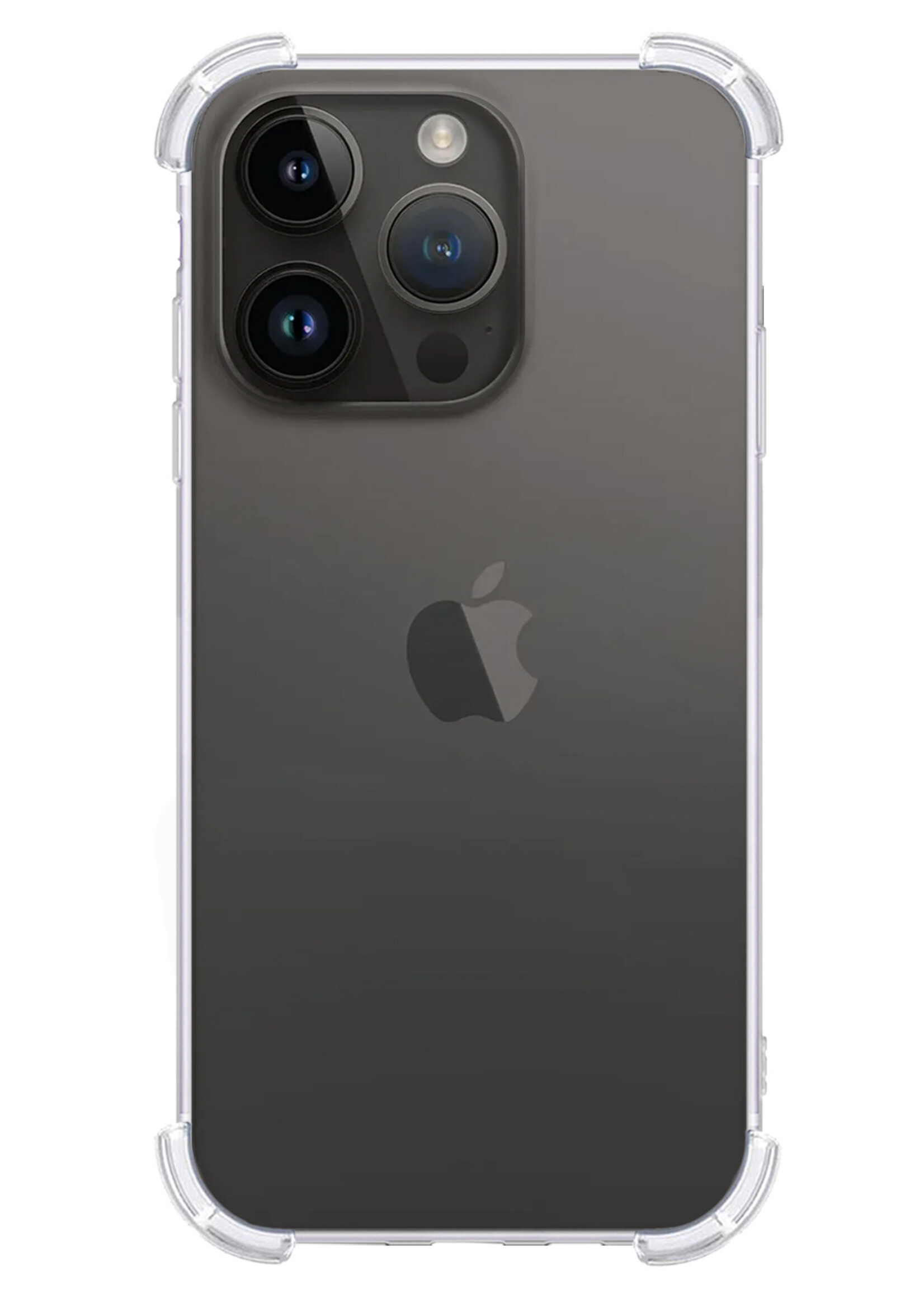 BTH Hoesje Geschikt voor iPhone 15 Pro Max Hoesje Siliconen Shock Proof Case Hoes Met 2x Screenprotector - Hoes Geschikt voor iPhone 15 Pro Max Hoes Cover Case Shockproof - Transparant