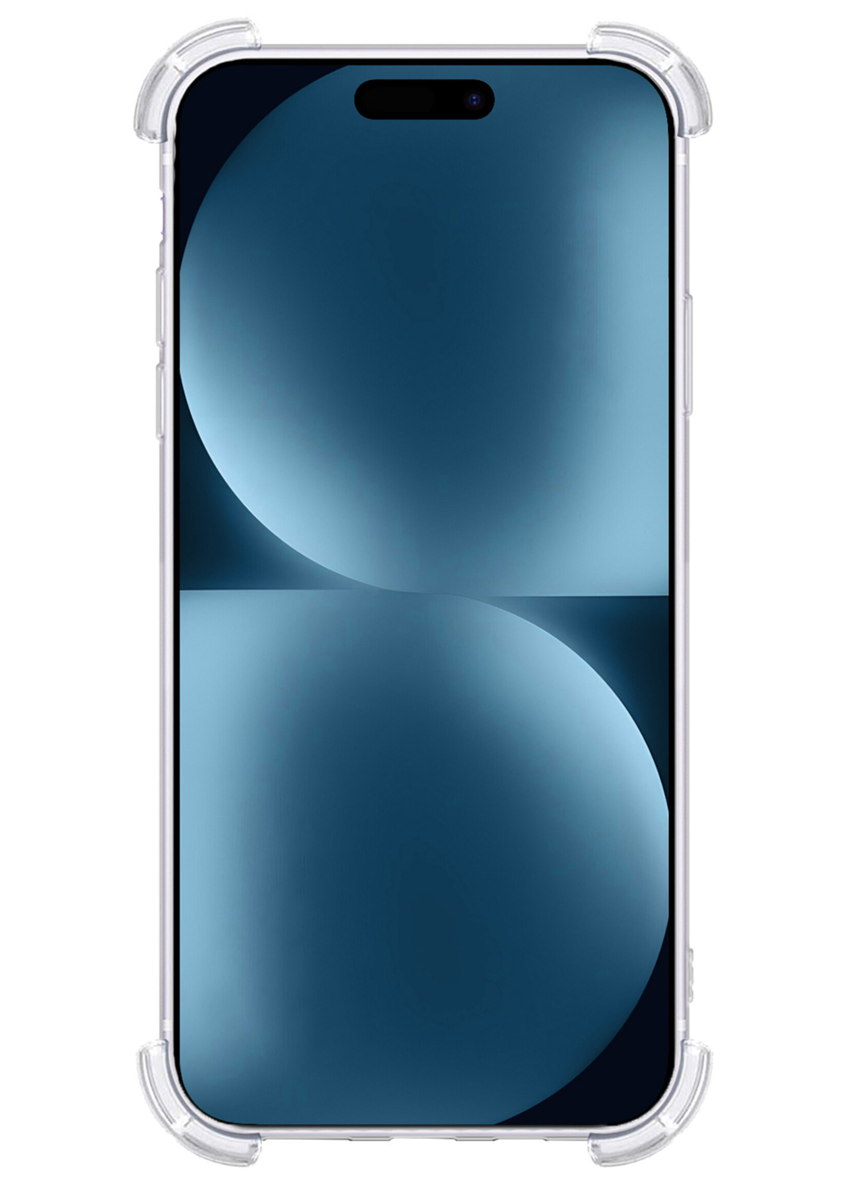 BTH Hoesje Geschikt voor iPhone 15 Pro Hoesje Met Pasjeshouder Siliconen Case Met Kaarthouder Met Screenprotector - Hoes Geschikt voor iPhone 15 Pro Hoesje Shock Proof Case - Transparant