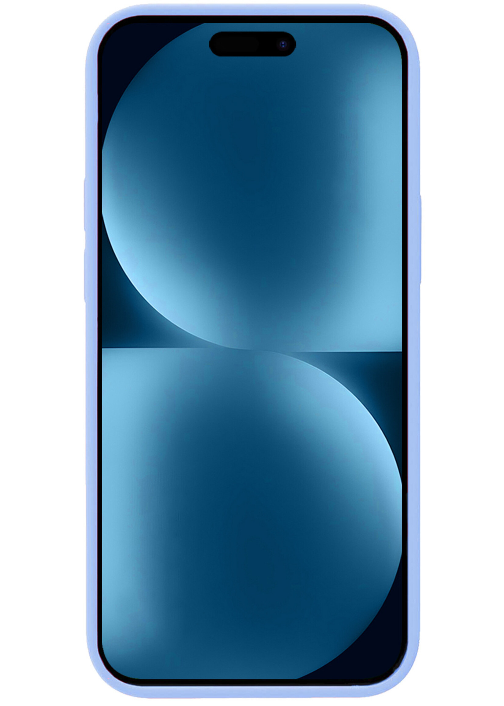 BTH Hoesje Geschikt voor iPhone 15 Hoesje Siliconen Case Hoes Met Screenprotector - Hoes Geschikt voor iPhone 15 Hoes Cover Case - Lichtblauw