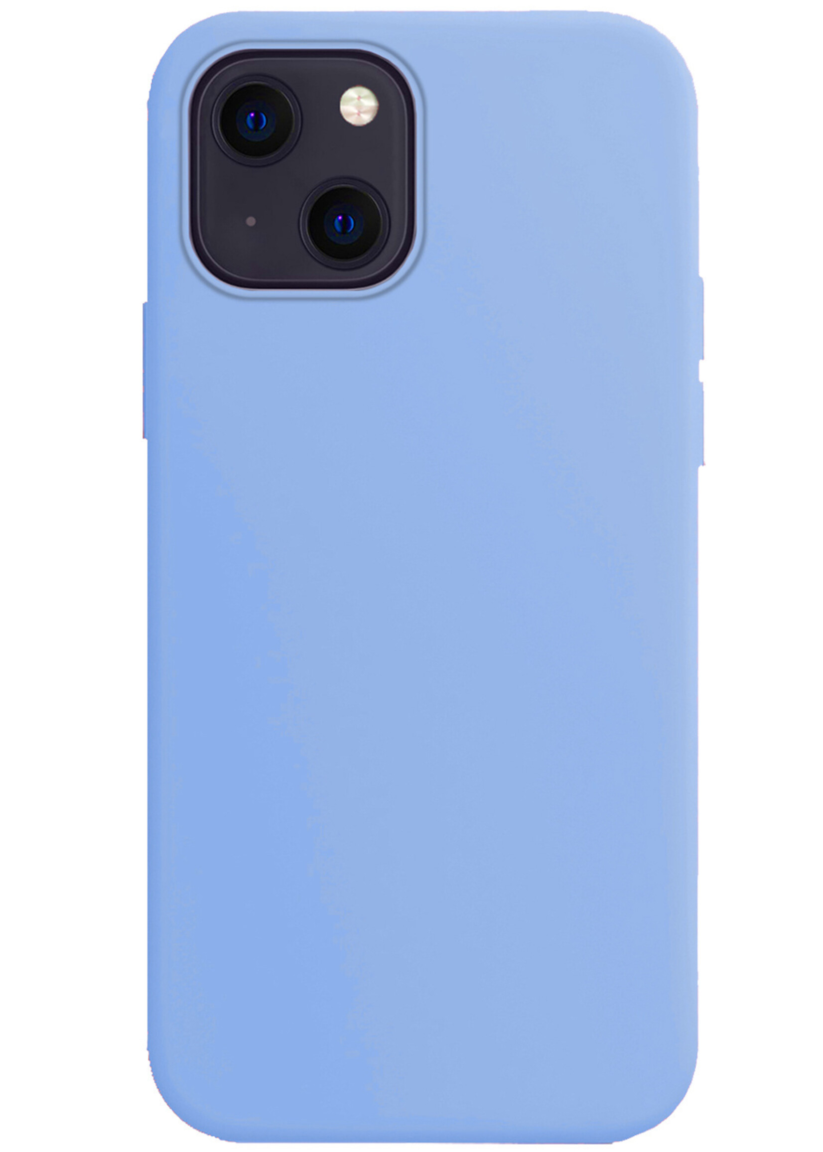BTH Hoesje Geschikt voor iPhone 15 Hoesje Siliconen Case Hoes Met Screenprotector - Hoes Geschikt voor iPhone 15 Hoes Cover Case - Lichtblauw