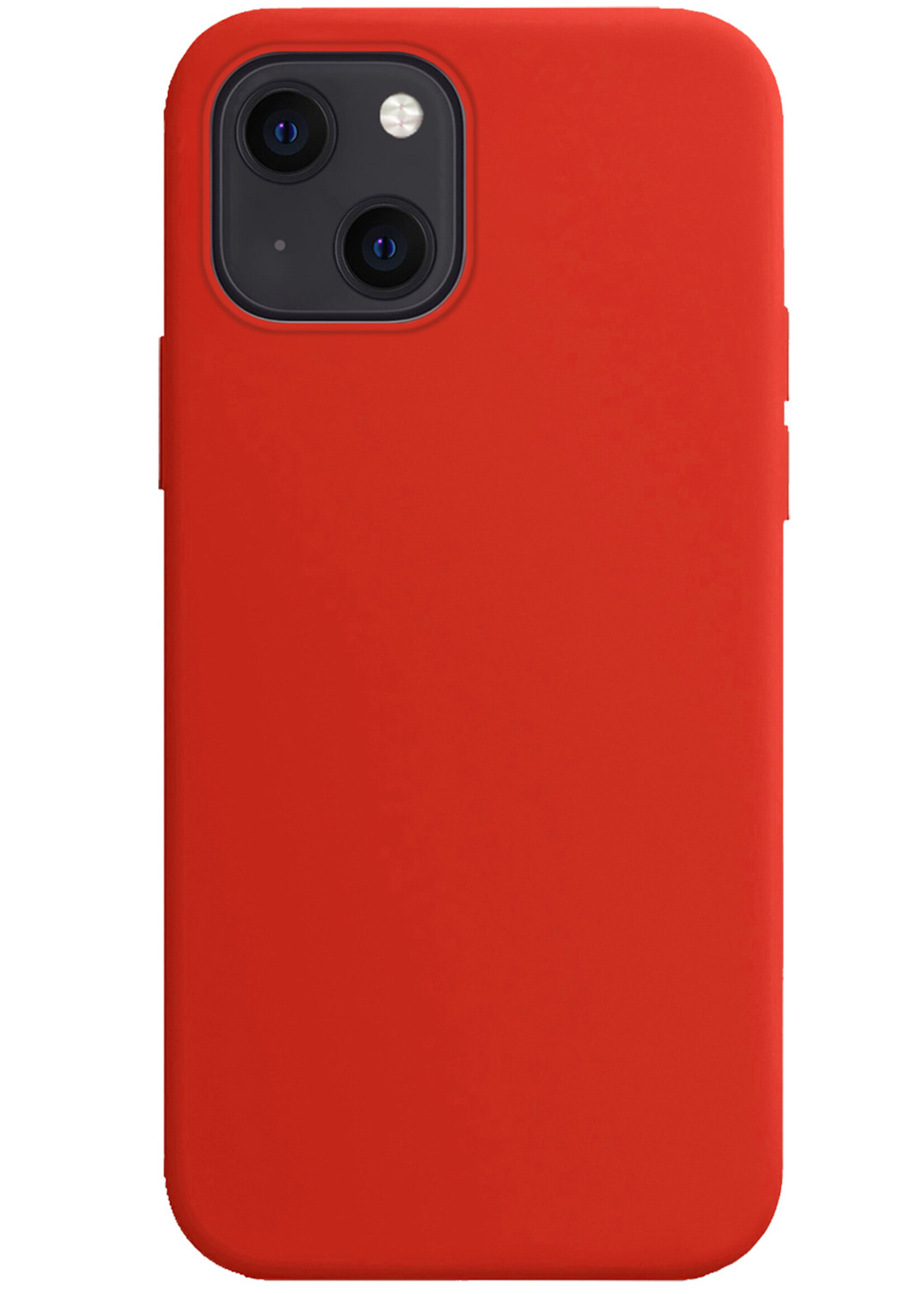 BTH Hoesje Geschikt voor iPhone 15 Hoesje Siliconen Case Hoes Met Screenprotector - Hoes Geschikt voor iPhone 15 Hoes Cover Case - Rood