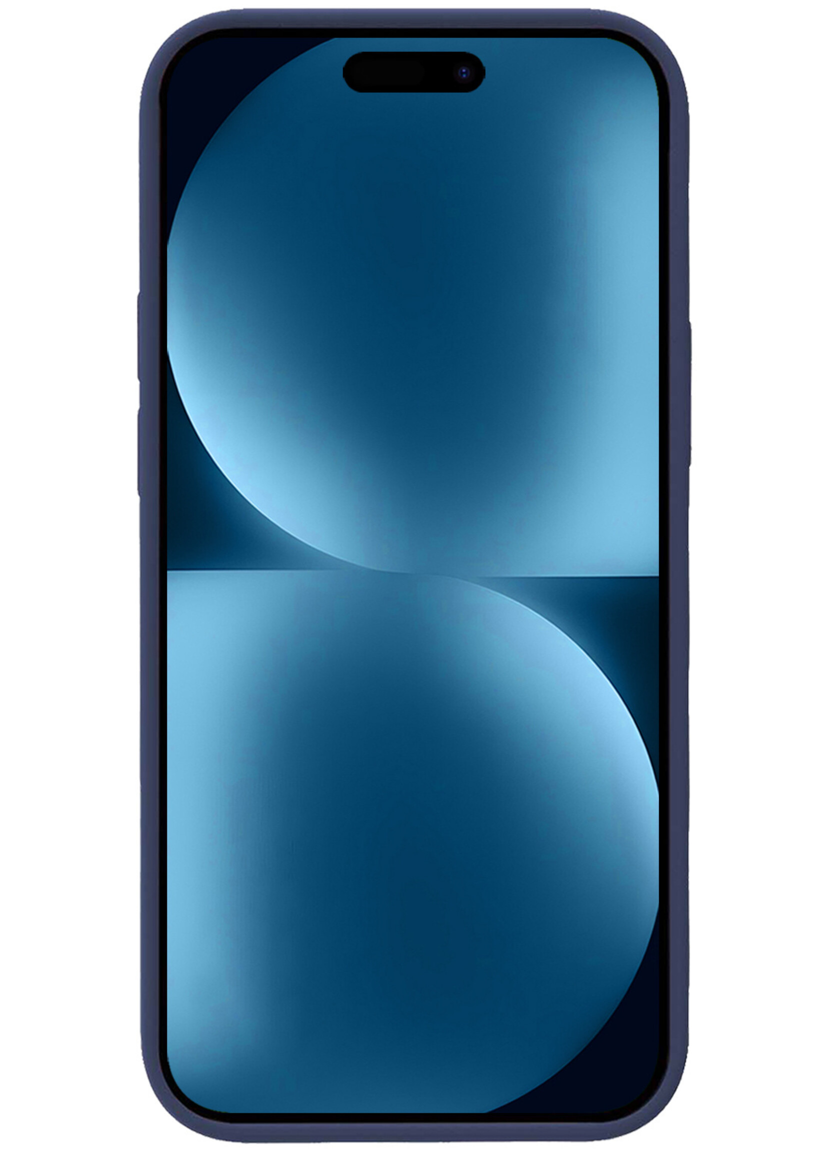 BTH Hoesje Geschikt voor iPhone 15 Hoesje Siliconen Case Hoes Met 2x Screenprotector - Hoes Geschikt voor iPhone 15 Hoes Cover Case - Donkerblauw