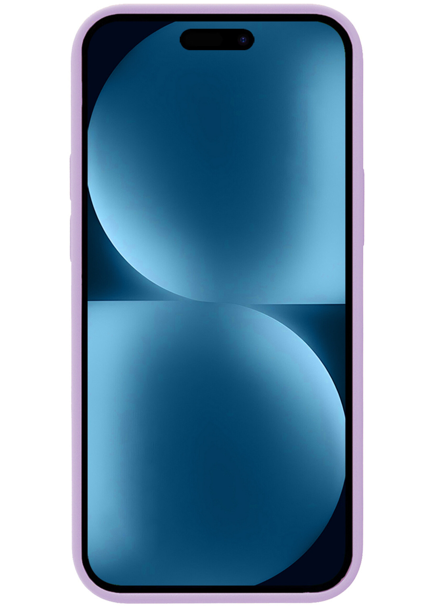 BTH Hoesje Geschikt voor iPhone 15 Hoesje Siliconen Case Hoes Met 2x Screenprotector - Hoes Geschikt voor iPhone 15 Hoes Cover Case - Lila