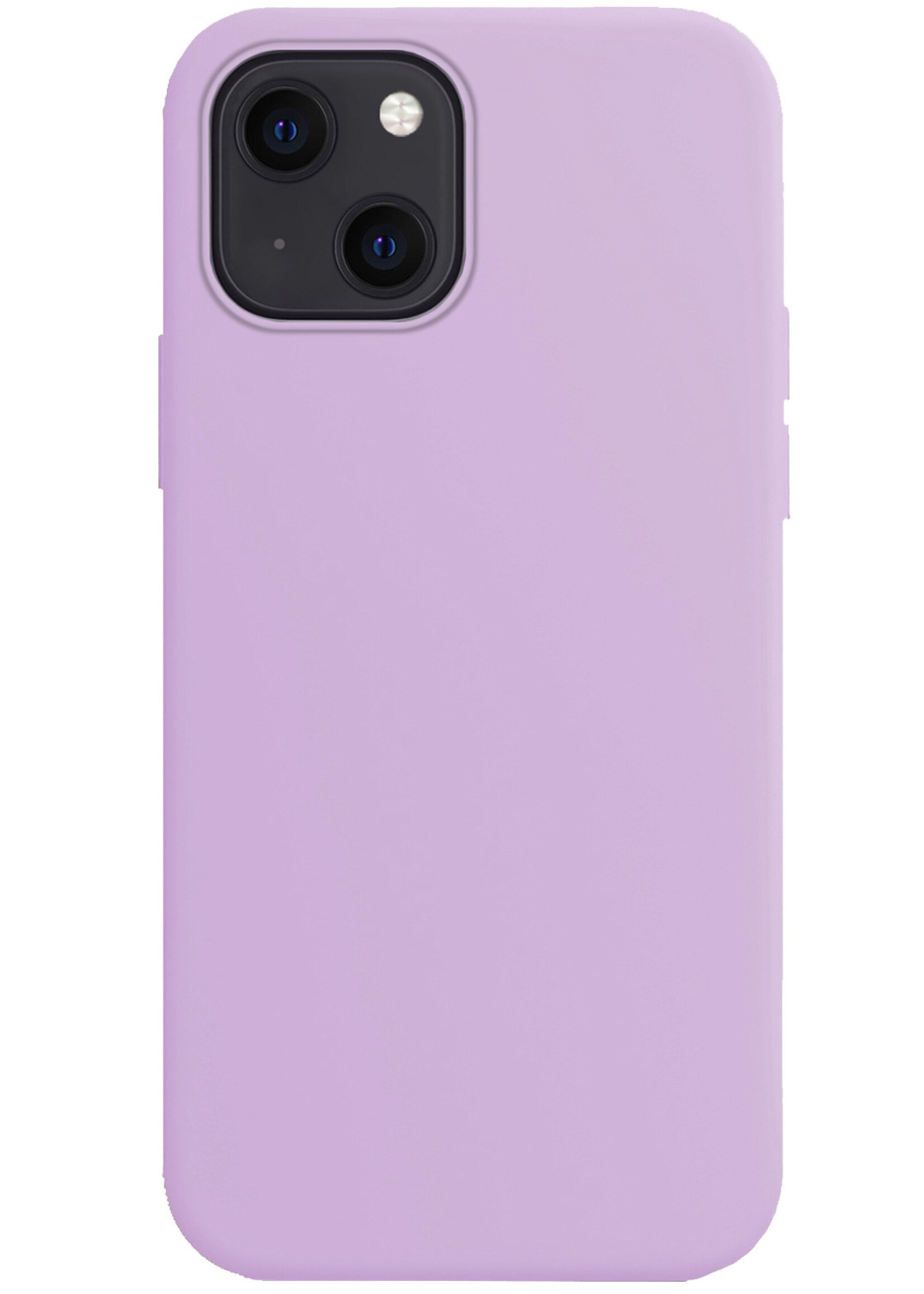 BTH Hoesje Geschikt voor iPhone 15 Hoesje Siliconen Case Hoes Met 2x Screenprotector - Hoes Geschikt voor iPhone 15 Hoes Cover Case - Lila