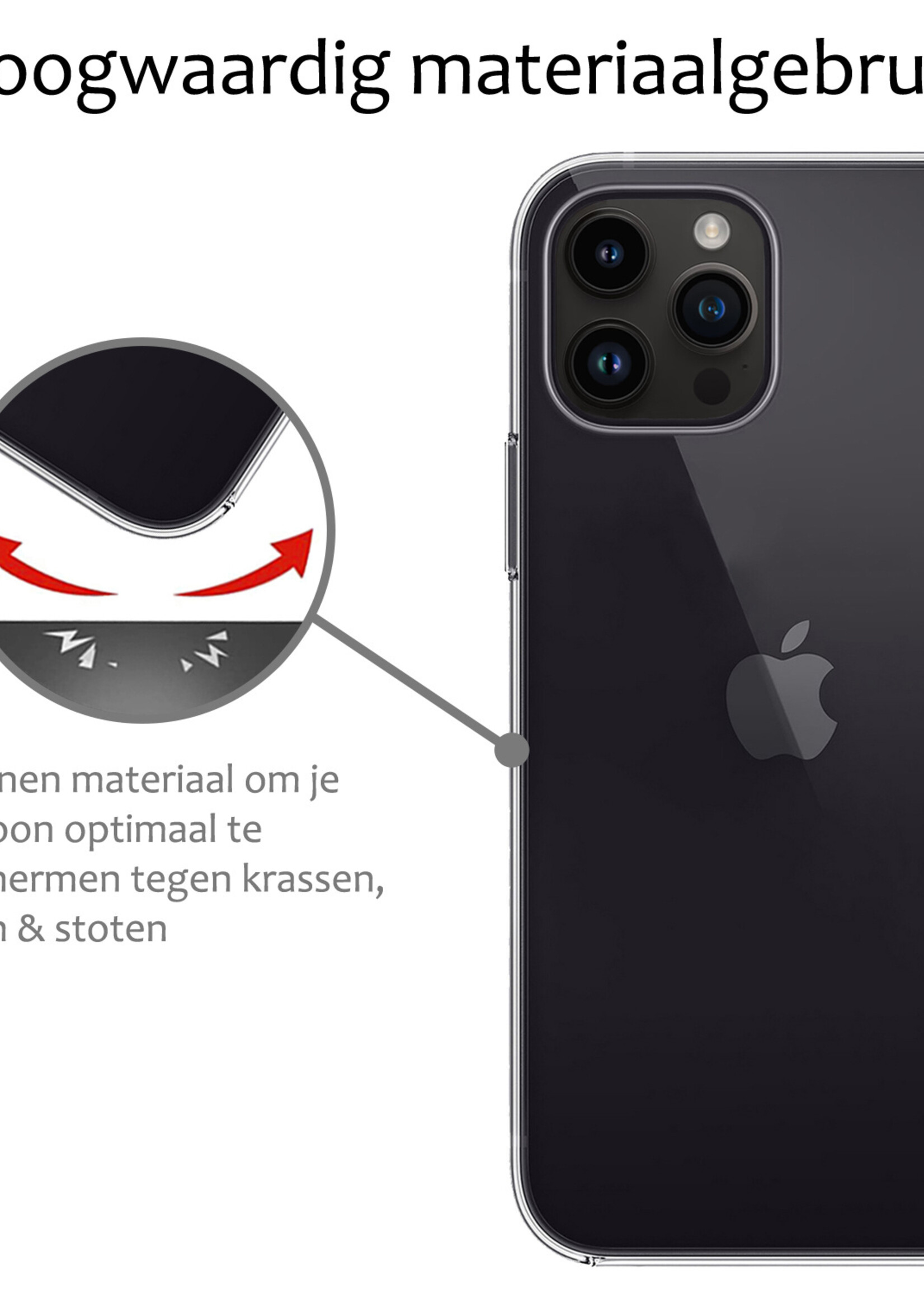 BTH Hoesje Geschikt voor iPhone 15 Pro Hoesje Siliconen Case Hoes Met Screenprotector - Hoes Geschikt voor iPhone 15 Pro Hoes Cover Case - Transparant