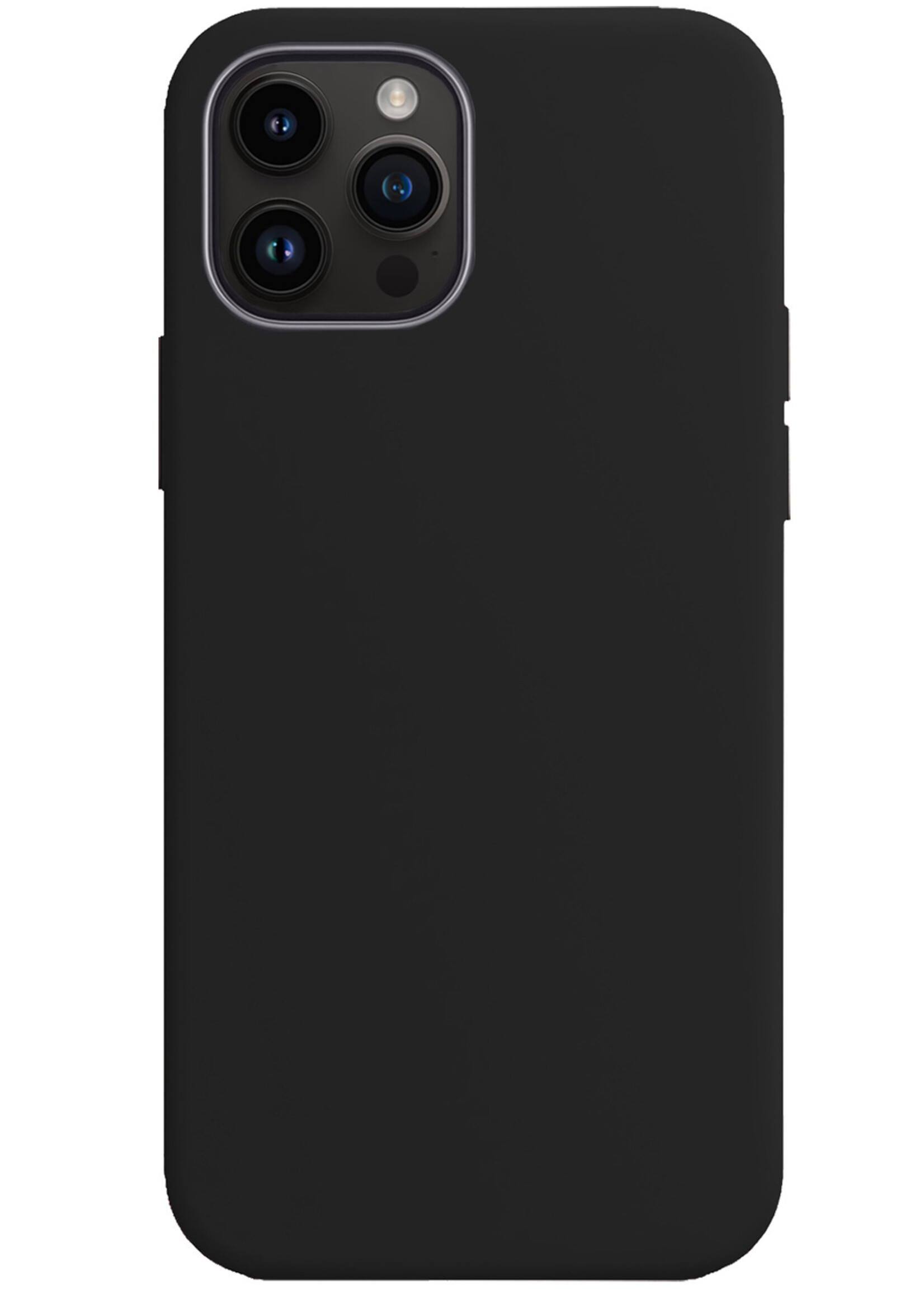 BTH Hoesje Geschikt voor iPhone 15 Pro Hoesje Siliconen Case Hoes Met Screenprotector - Hoes Geschikt voor iPhone 15 Pro Hoes Cover Case - Zwart