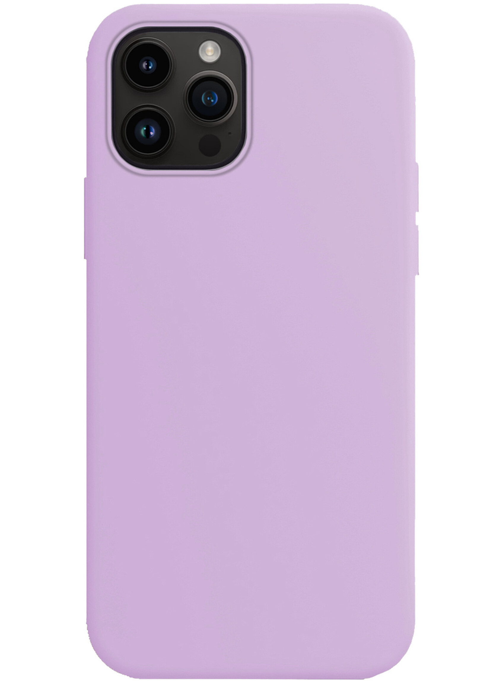 BTH Hoesje Geschikt voor iPhone 15 Pro Max Hoesje Siliconen Case Hoes Met 2x Screenprotector - Hoes Geschikt voor iPhone 15 Pro Max Hoes Cover Case - Lila