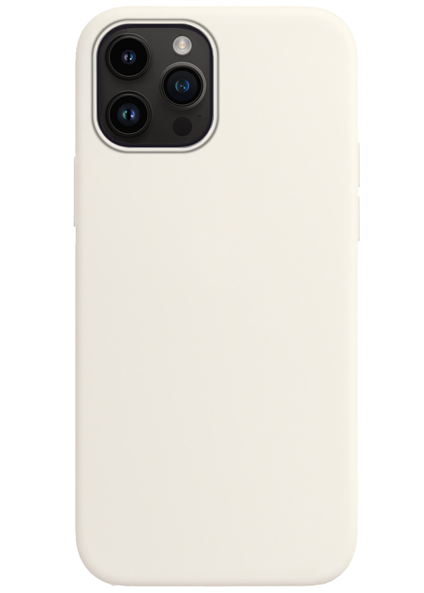 BTH Hoesje Geschikt voor iPhone 15 Pro Max Hoesje Siliconen Case Hoes Met 2x Screenprotector - Hoes Geschikt voor iPhone 15 Pro Max Hoes Cover Case - Wit