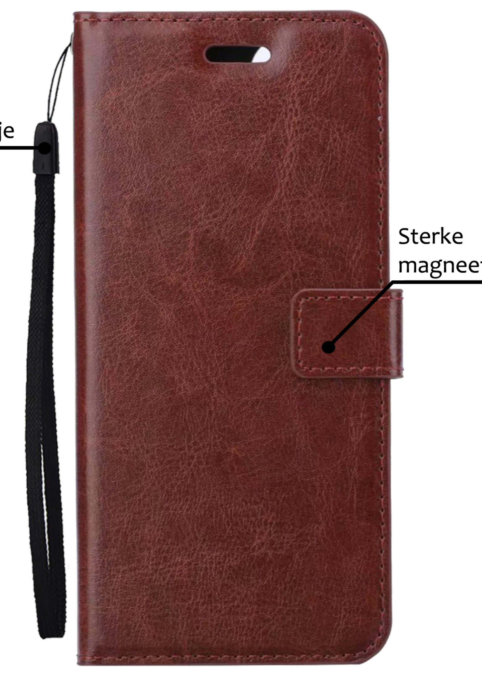 BTH Hoesje Geschikt voor iPhone 15 Plus Hoesje Book Case Hoes Portemonnee Cover Walletcase - Hoes Geschikt voor iPhone 15 Plus Hoes Bookcase Hoesje - Bruin
