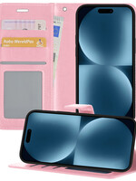 BTH BTH iPhone 15 Plus Hoesje Bookcase - Lichtroze