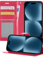 BTH BTH iPhone 15 Pro Hoesje Bookcase - Donkerroze