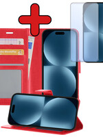 BTH BTH iPhone 15 Hoesje Bookcase Met Screenprotector - Rood