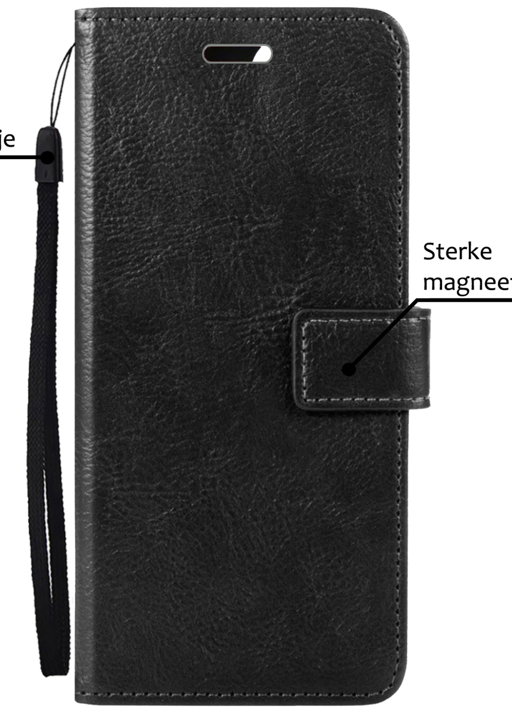 BTH Hoesje Geschikt voor iPhone 15 Plus Hoesje Book Case Hoes Portemonnee Cover Walletcase Met Screenprotector - Hoes Geschikt voor iPhone 15 Plus Hoes Bookcase Hoesje - Zwart