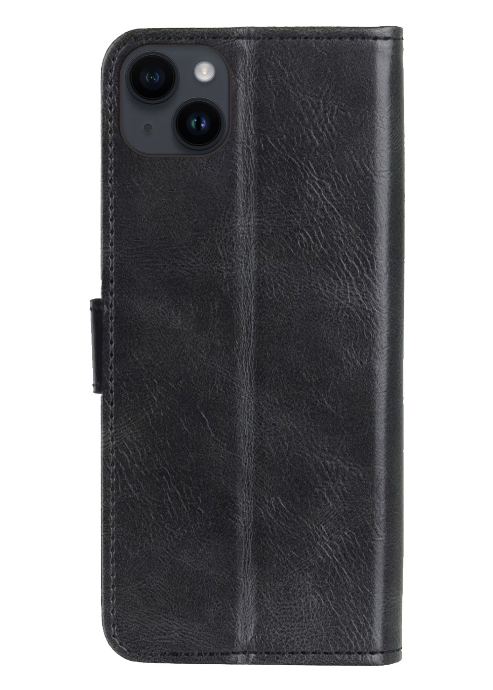 BTH Hoesje Geschikt voor iPhone 15 Plus Hoesje Book Case Hoes Portemonnee Cover Walletcase Met Screenprotector - Hoes Geschikt voor iPhone 15 Plus Hoes Bookcase Hoesje - Zwart