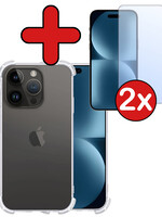 BTH BTH iPhone 15 Pro Max Hoesje Shockproof Met 2x Screenprotector Met Dichte Notch