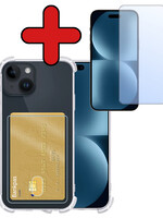 BTH BTH iPhone 15 Hoesje Pashouder Met Screenprotector Met Dichte Notch