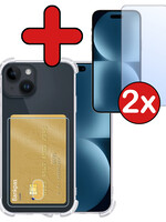 BTH BTH iPhone 15 Plus Hoesje Pashouder Met 2x Screenprotector Met Dichte Notch