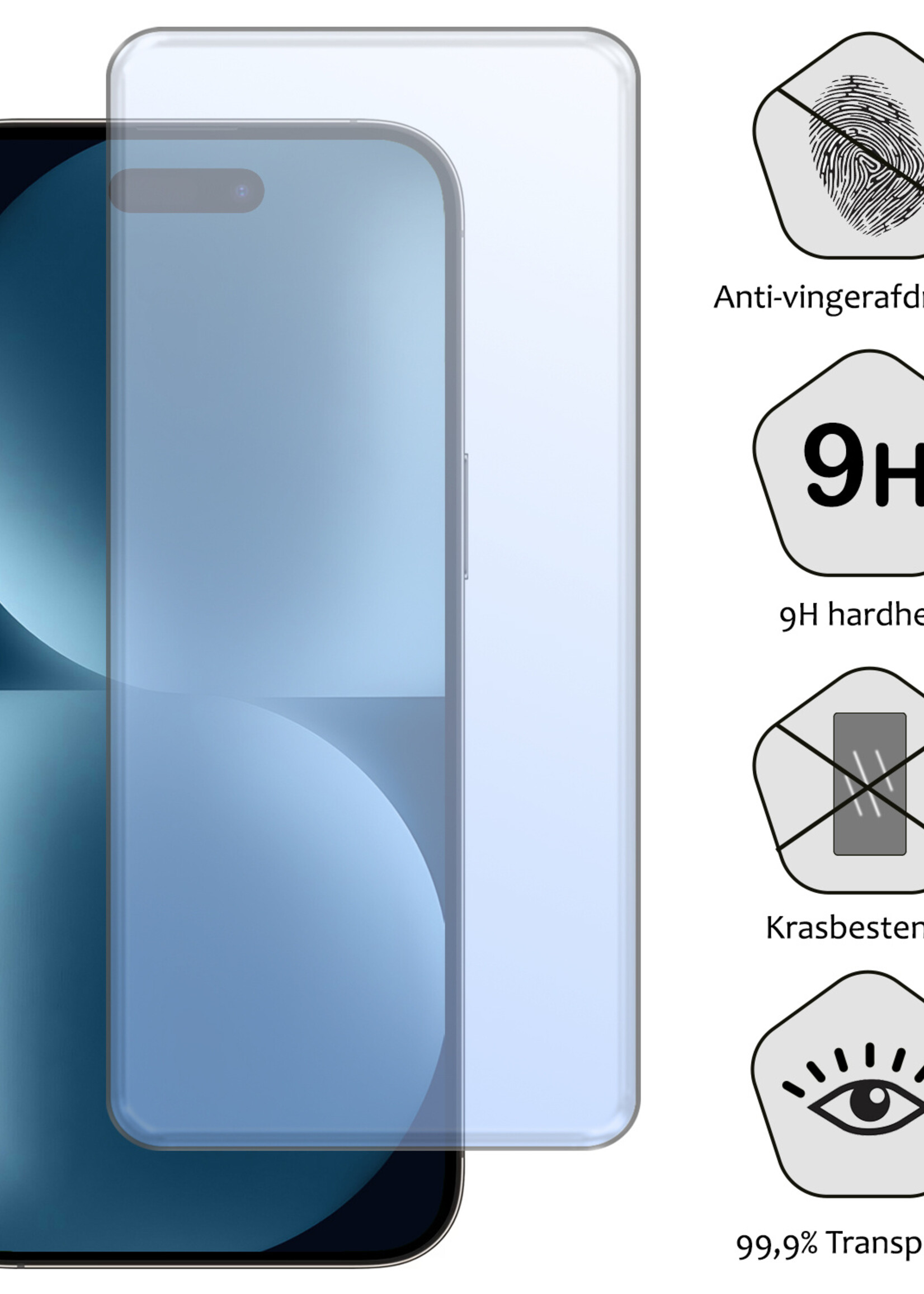 BTH Hoesje Geschikt voor iPhone 15 Pro Hoesje Siliconen Case Hoes Met Screenprotector - Hoes Geschikt voor iPhone 15 Pro Hoes Cover Case - Wit