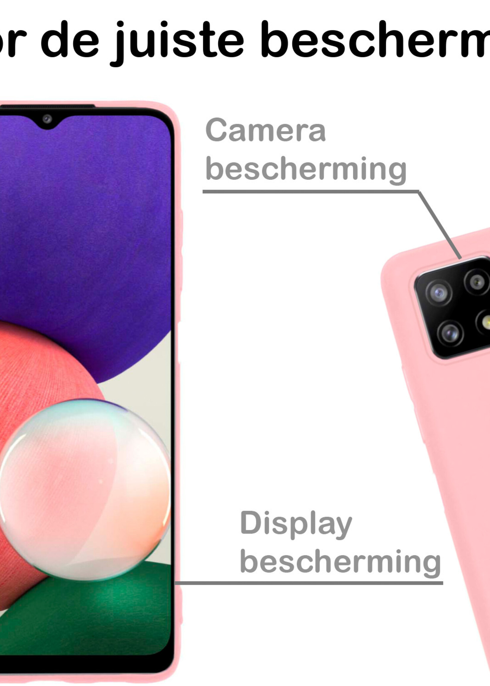 BTH Hoesje Geschikt voor Samsung A22 4G Hoesje Siliconen Case Hoes - Hoes Geschikt voor Samsung Galaxy A22 4G Hoes Cover Case - Roze