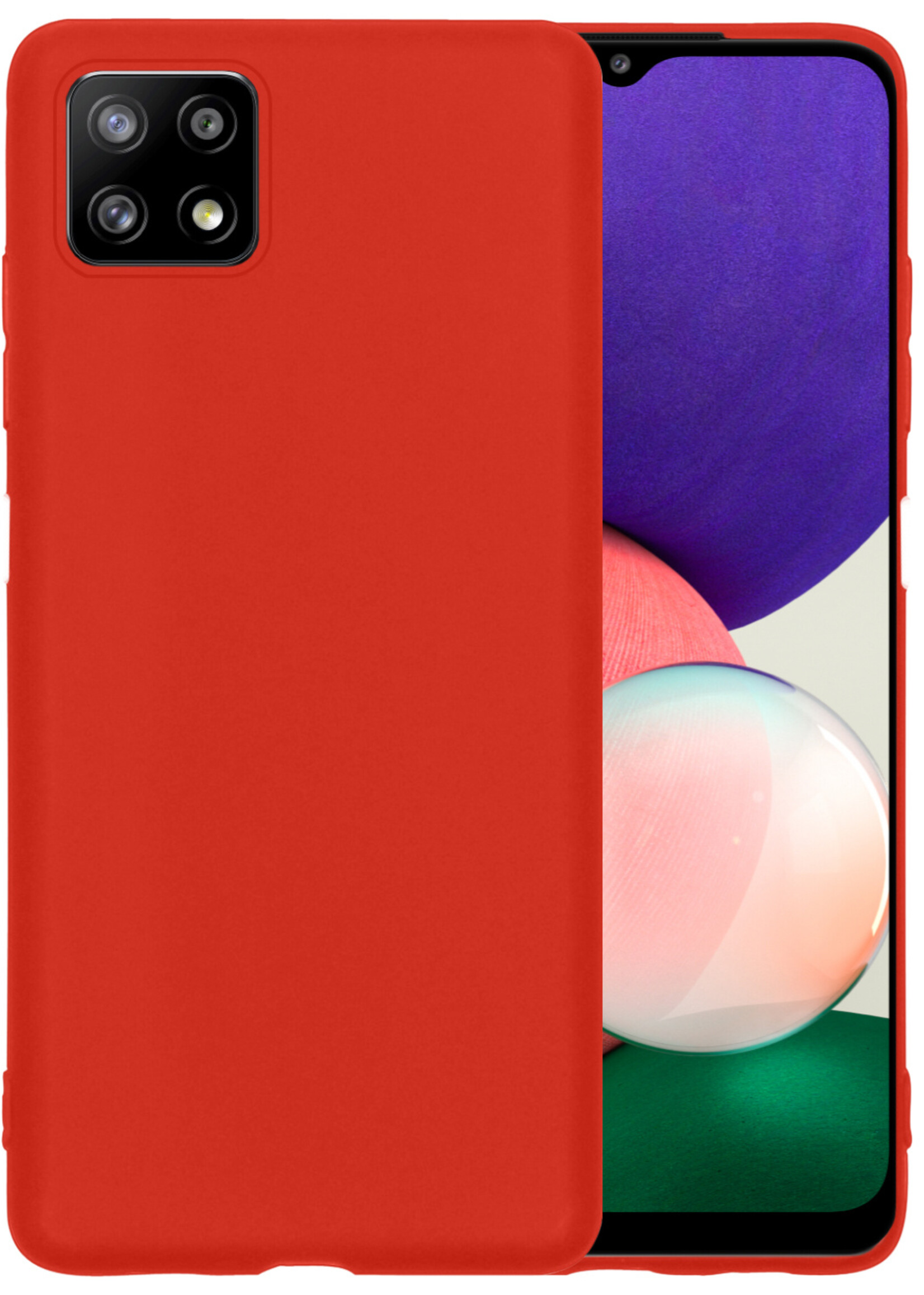 BTH Hoesje Geschikt voor Samsung A22 4G Hoesje Siliconen Case Hoes - Hoes Geschikt voor Samsung Galaxy A22 4G Hoes Cover Case - Rood