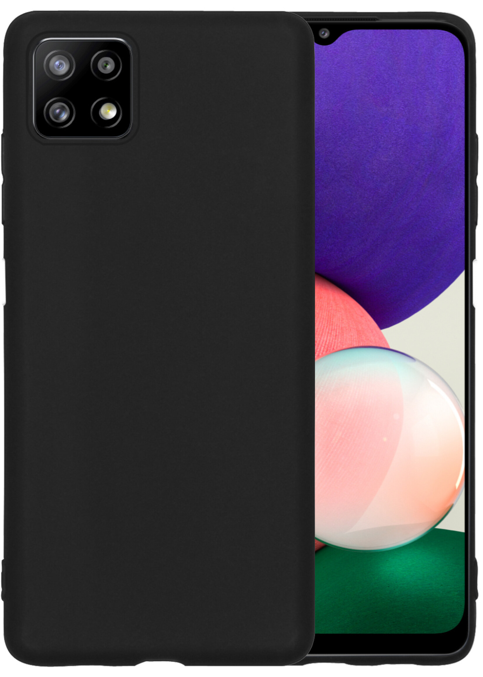 BTH Hoesje Geschikt voor Samsung A22 4G Hoesje Siliconen Case Hoes - Hoes Geschikt voor Samsung Galaxy A22 4G Hoes Cover Case - Zwart