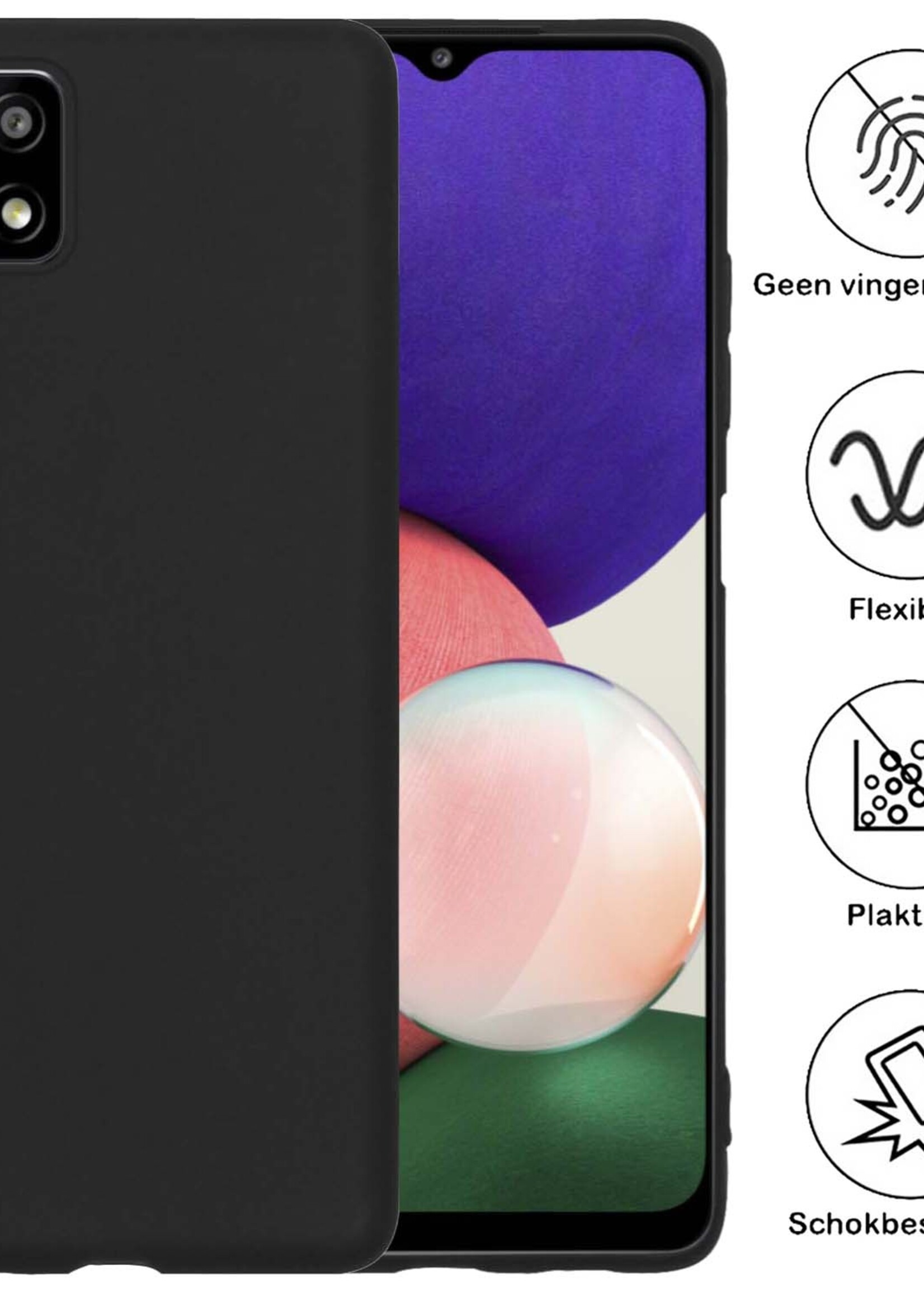 BTH Hoesje Geschikt voor Samsung A22 4G Hoesje Siliconen Case Hoes - Hoes Geschikt voor Samsung Galaxy A22 4G Hoes Cover Case - Zwart